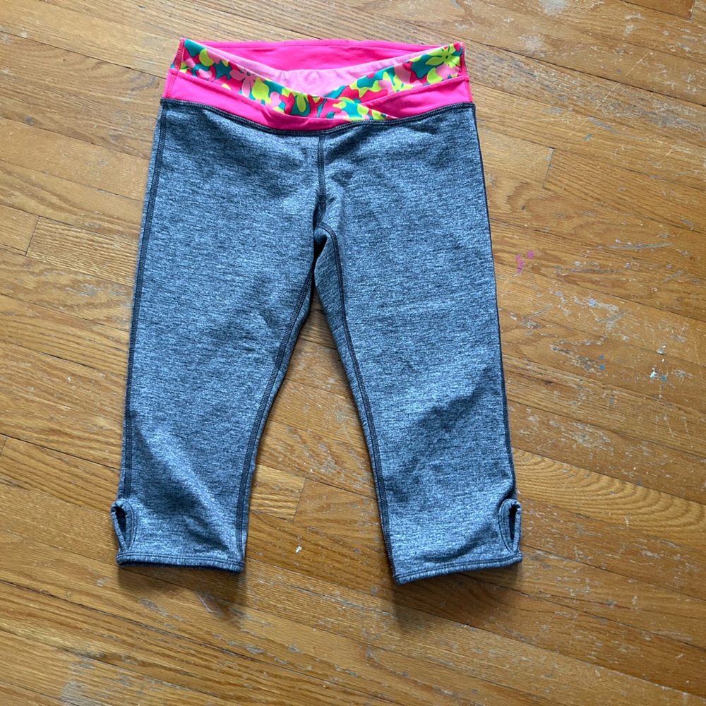 Gray and Pink cropped Kids Leggings (reversible)